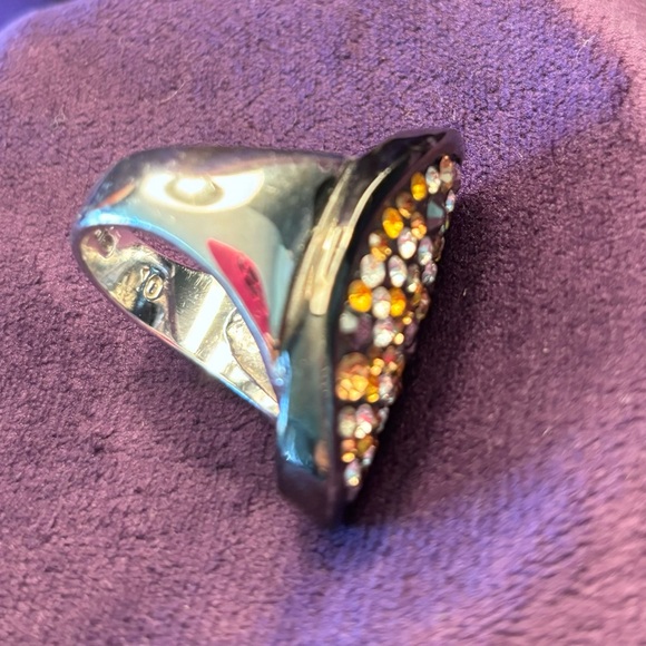 Lia Sophia Ring. Hematite metal with multicolores am we rhinestones. Size 10 - Picture 2 of 4